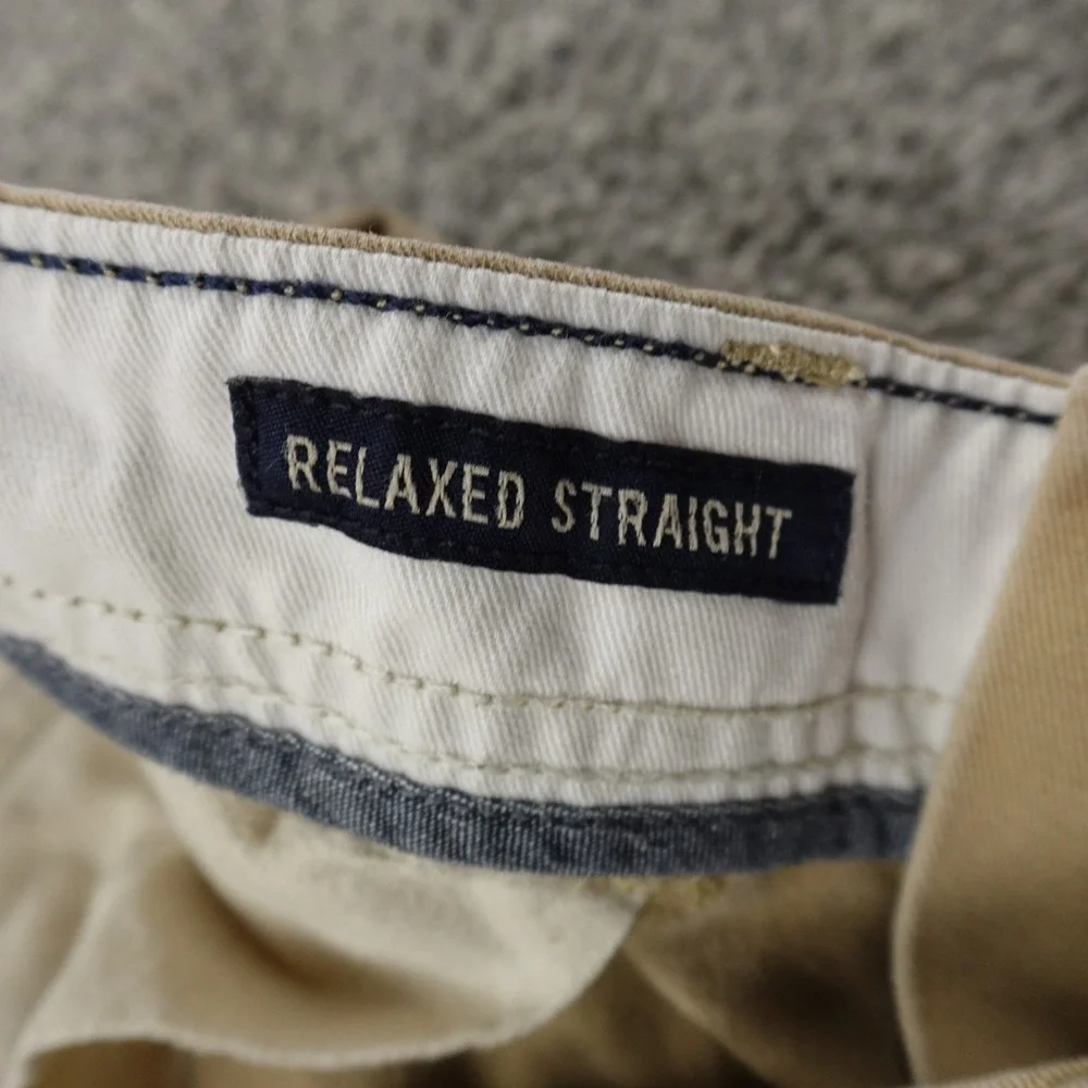 VTG‎ American Eagle Pants Mens 33X32 Beige Brown Tan Chino Relaxed Straight Y2K